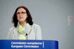 Cecilia Malmström presskonferens om traffickingstrategi